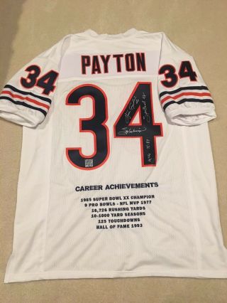 Walter Payton Signed Autographred Jersey With 5 Inscriptions Rare Wpf