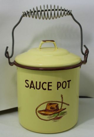 Monterrey Western/cowboy Enamel Ware Sauce Pot Vintage