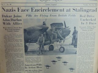 STARS & STRIPES NEWSPAPER - 14 Issues NOVEMBER 1942 NOT FOLDED WWII Rare 421 5