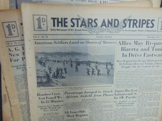 STARS & STRIPES NEWSPAPER - 14 Issues NOVEMBER 1942 NOT FOLDED WWII Rare 421 7