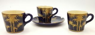 Antique Japanese Satsuma Porcelain Cups And Saucer Set Of Four