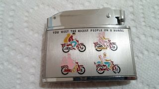 Vintage NOS Advertising Flat Lighter Kents Harley Davidson & Honda Motorcycle 3