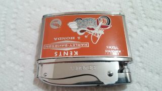 Vintage NOS Advertising Flat Lighter Kents Harley Davidson & Honda Motorcycle 4