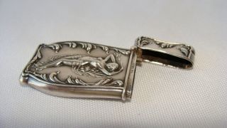 Antique Victorian Flowing Nude Sterling Silver Match Safe Holder Vesta Art 8