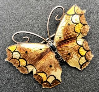 Thomas L Mott Silver And Enamel Butterfly Brooch C1910