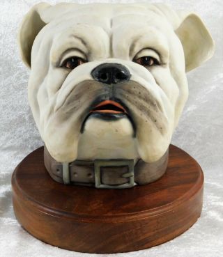 Vtg Large Edward Boehm Yale Mascot Dan English Bulldog Head Figurine