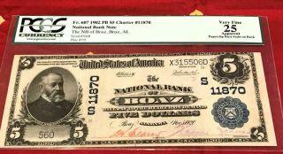 11870 Extremely Rare 1902 $5 PGCS VF25 NB Of Boaz AL.  Low Serial 560 Best Known 11