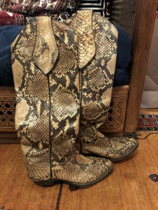 Vtg.  Tall Rare Larry Mahan Ladies " Full " Snake Skin Boots Sz.  6 Narrow