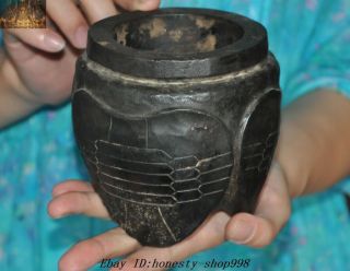 4.  6 " Old Chinese Hongshan Culture Old Jade Dynasty Carving Turtle Tank Jug Jar