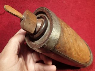 1700 / 1800 - S Antique Black Powder Wooden Flask Keg Barrel Marked Swedish ??