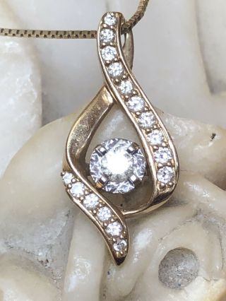 Estate Vintage 14k Gold Natural Diamond Pendant Necklace Infinity 3/8 Tw