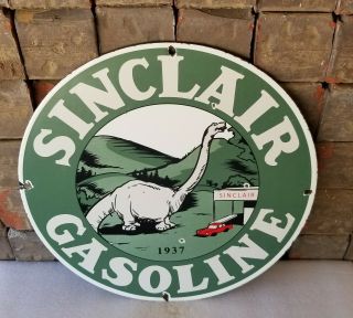 Vintage Sinclair Gasoline Porcelain Gas Oil Service Station Auto Pump Plate Sign