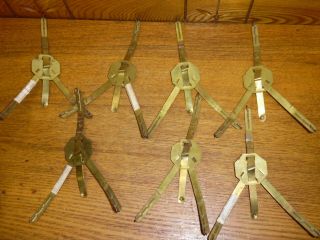 7 Antique Brass French Invisible Wall Hanging Plate Hangers - Lb Brevete Depose