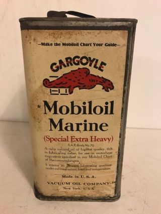 Vintage 1 Gallon Mobiloil Gargoyle Marine (special Extra Heavy) Motor Oil Can