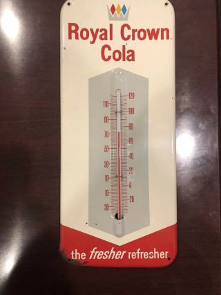 Vintage 1950 Rc Royal Crown Cola Metal Thermometer Tin Sign Advertising