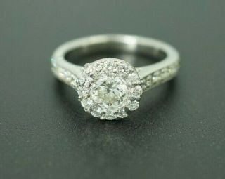 EGL USA Heavy Platinum 1.  56CTW G VS Diamond Gold Engagement Ring Vintage Halo 2