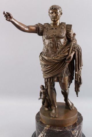 Antique Grand Tour Augustus Prima Porta Roman Emperor Bronze Sculpture 4
