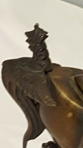 Antique Japanese Bronze / Brass Incense Burner Censer Phoenix Footed 3