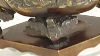 Antique Japanese Bronze / Brass Incense Burner Censer Phoenix Footed 5