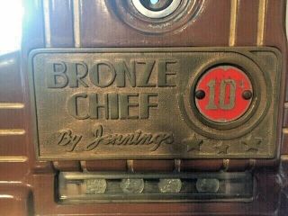 Vintage Bronze Chief Ten Cent Dime.  10 Slot Machine By Jennings Coin Op 3 Star 3