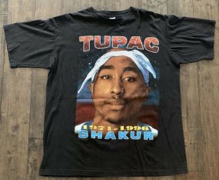 Vintage Tupac Shakur Rap Tee Shirt 90s Hip Hop 2 Pac (bay Club,  Xxl)