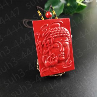 Chinese Red Organic Cinnabar Sakyamuni Buddha Pendant Necklace Charm Amulet Hot 2