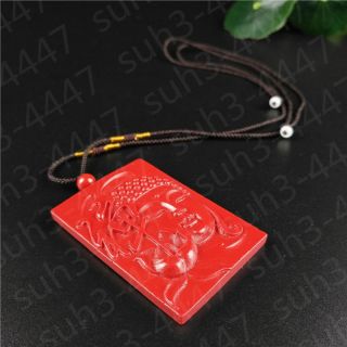 Chinese Red Organic Cinnabar Sakyamuni Buddha Pendant Necklace Charm Amulet Hot 4