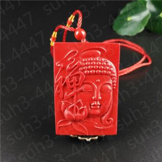 Chinese Red Organic Cinnabar Sakyamuni Buddha Pendant Necklace Charm Amulet Hot 5