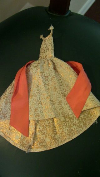 Vintage Barbie Htf Japanese Exclusive Gold White Orange Sash Gown Dress