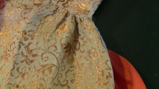 Vintage BArbie HTF Japanese Exclusive Gold White Orange Sash Gown Dress 3