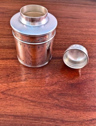 PRISTINE GORHAM CO.  STERLING SILVER TEA CADDY: ETCHED DECORATIONS 1916 3