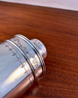 PRISTINE GORHAM CO.  STERLING SILVER TEA CADDY: ETCHED DECORATIONS 1916 5