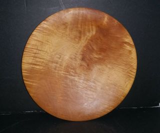 Vermont Curly Maple Footed Treen Ware Wooden Plate 10 - 1/4 " Hand Made Truman Way