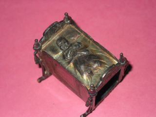 Antique Full Figure Baby In Its Cradle Napkin Ring Silverplate Tufts