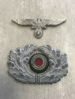 Wwii German Army Military Panzer Uniform Wreath Cockade Cap Visor Badge