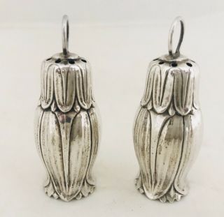 Troubadour Sterling Silver Salt Pepper Shakers Concord Silver Figural Flowers