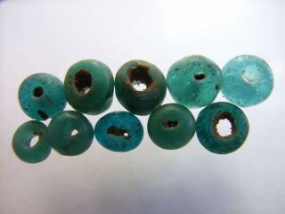 10 Ancient Roman Turquoise Glass Beads Romans Very Rare Top