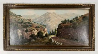 John Coultrup Antique Early California Landscape 30 " Oil Paiting Art Deco Frame