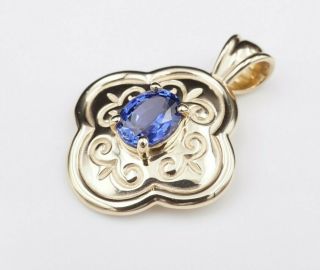 Rare Retired James Avery 14k Yellow Gold Sapphire Scrolled Pendant 1.  3 " Pg1016