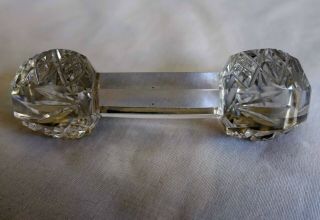 Carving Knife Rest Barbell Shaped Antique Large Clear Cut Crystal Glass