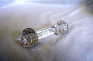 Carving Knife Rest Barbell Shaped Antique Large Clear Cut Crystal Glass 2