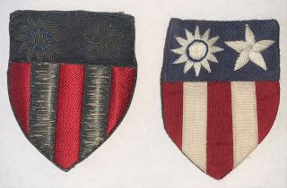 (2) Wwii Us Army Theater Made Cbi Shoulder Patches,  Bullion And Cotton