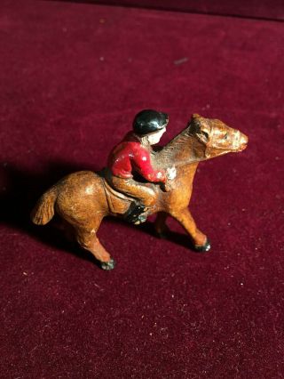 Vintage Carved Wooden Horse And Jockey