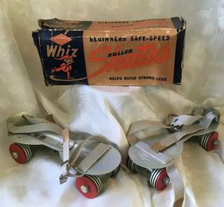 Vintage Whiz Child’s Roller Skates Adjustable Metal Clamp On W/box 1946