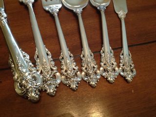 6 PC PLACE SETTING WALLACE GRANDE BAROQUE STERLING FLATWARE SET 3