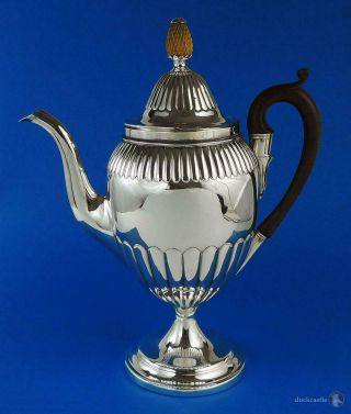 Stunning George Iii Old Sheffield Plate Coffee Pot C1800 Ribbed Pineapple Finial