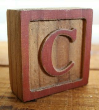 Vintage Letter C 3.  5 Inch Antique Childs Building Alphabet Block Toy