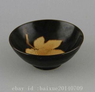 chinese old Hand made Jizhou kiln Porcelain Hand Painted Maple leaf bowl b02 5