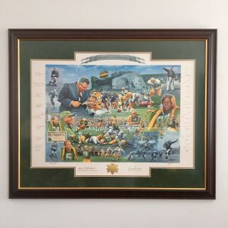 Green Bay Packers – Signed 75th Anniversary Vintage Lithograph Print Rare