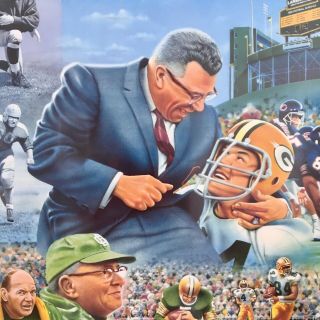 Green Bay Packers – Signed 75th Anniversary Vintage Lithograph Print RARE 8